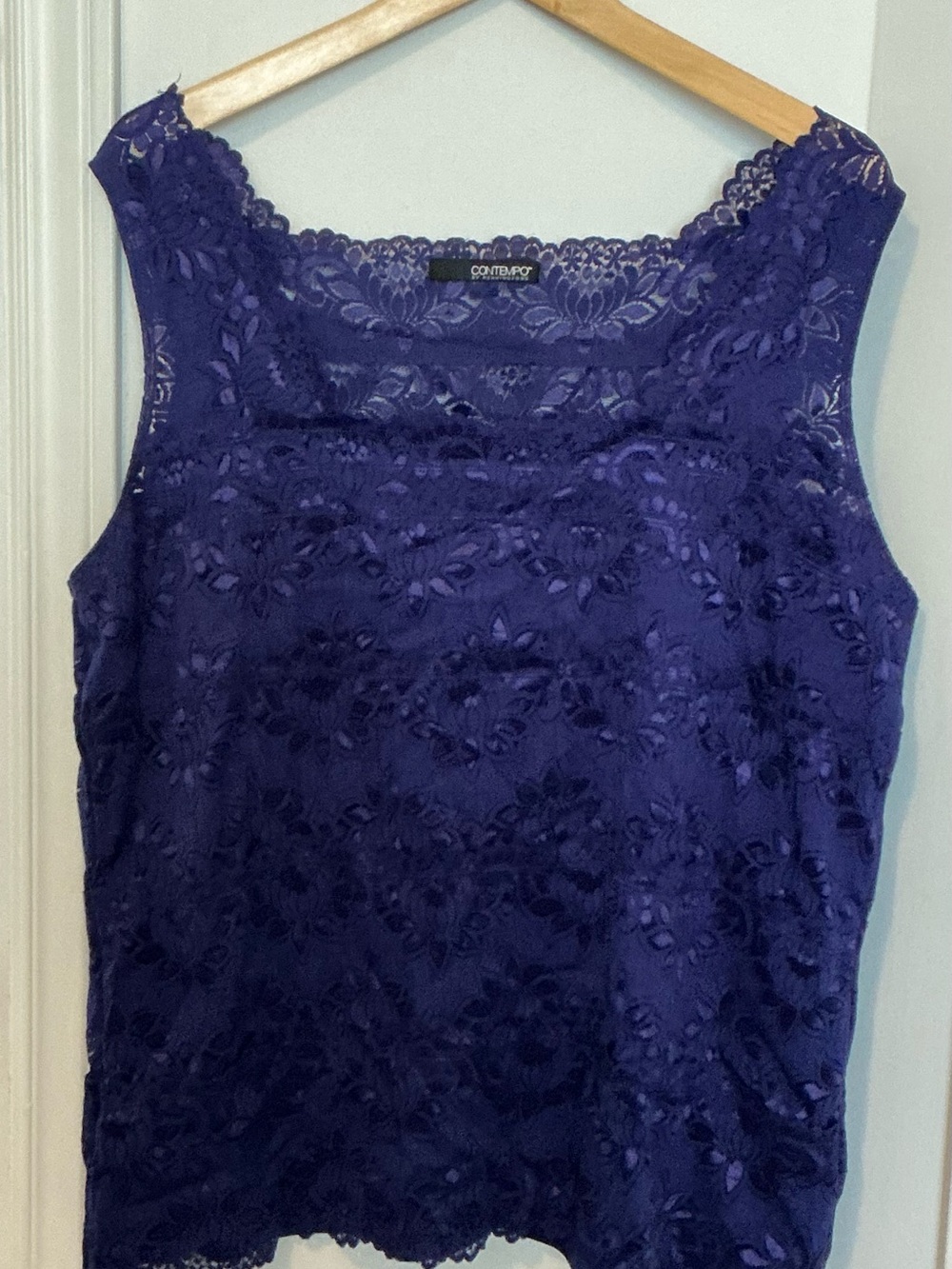 Contempo Lace Shell Blouse in Deep Purple